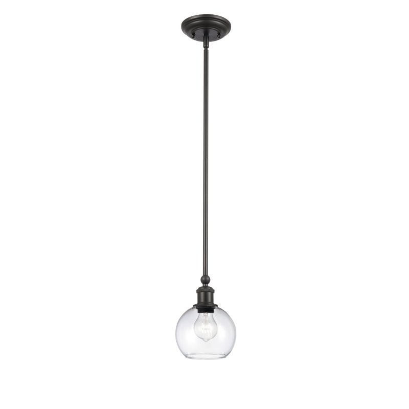 1 - Light Single Drop Pendant Pendant, 7.88" H x 6" W x 6" D, Clear