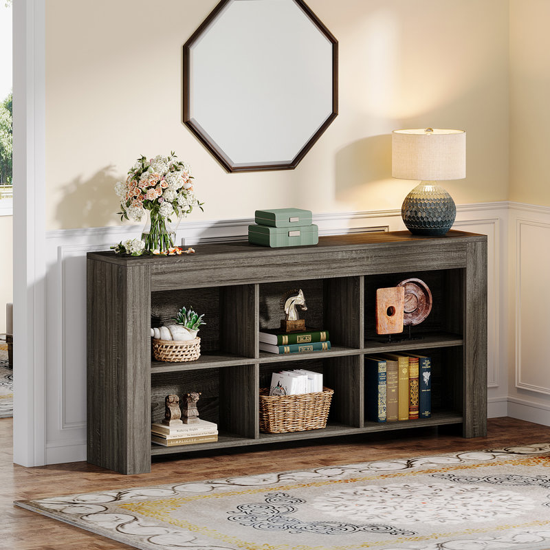 63-Inch Long Wood Console Table, Grey