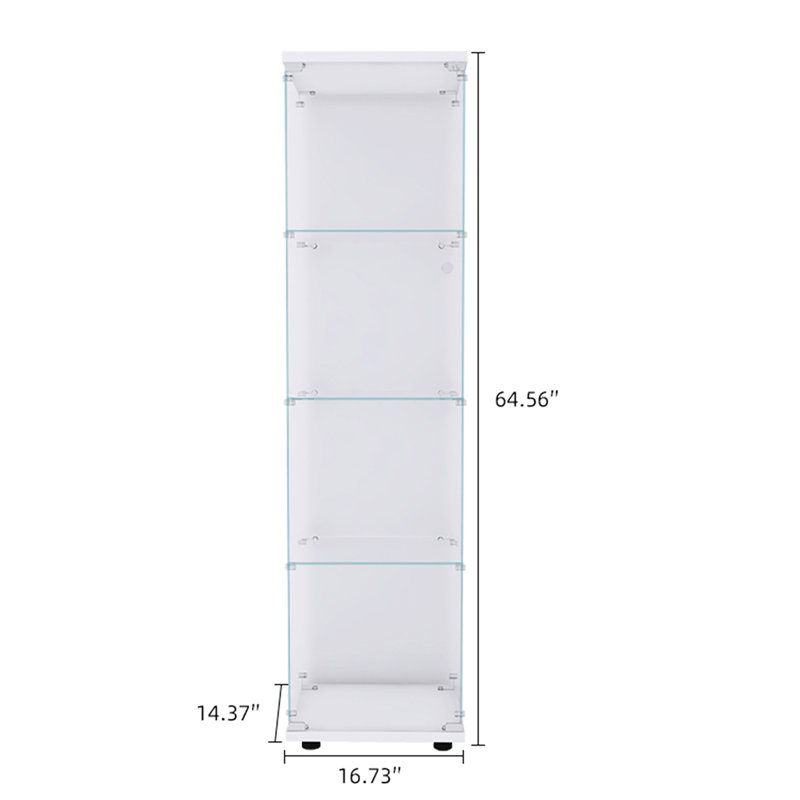 Armoire en verre blanc avec une porte - amplement d'espace pour exposer des objets décoratifs sur 4 tablettes