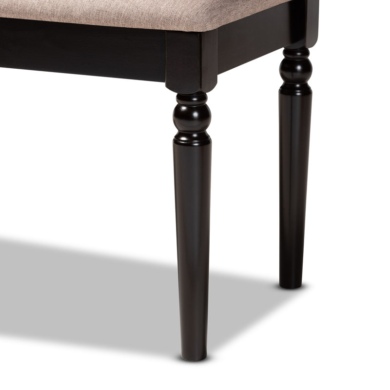 Polyester Blend Upholstered Bench, Dark Brown, Sand