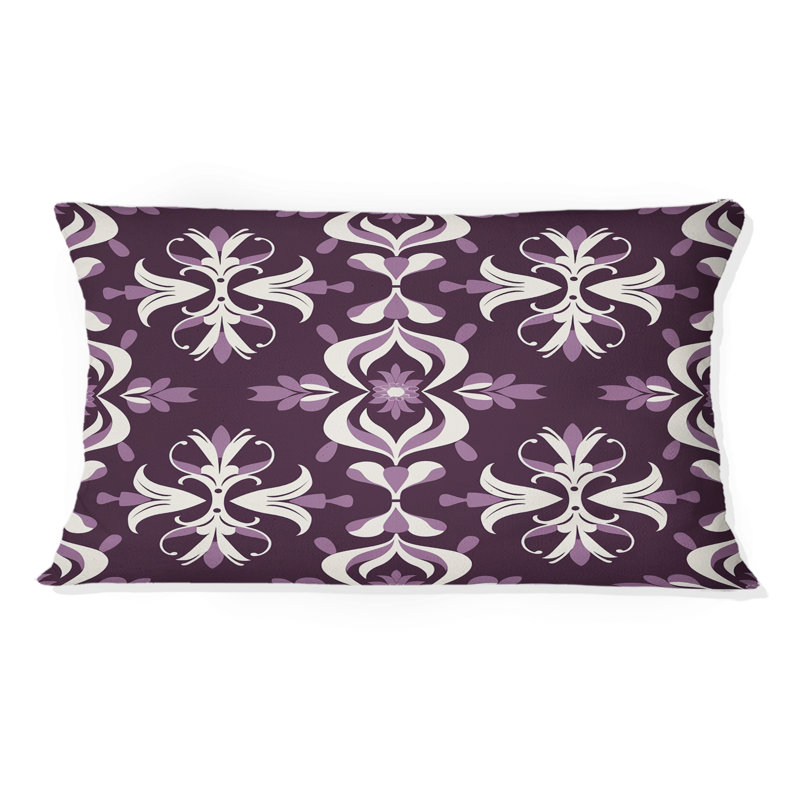 Coussin lombaire mauve damassé Elegance