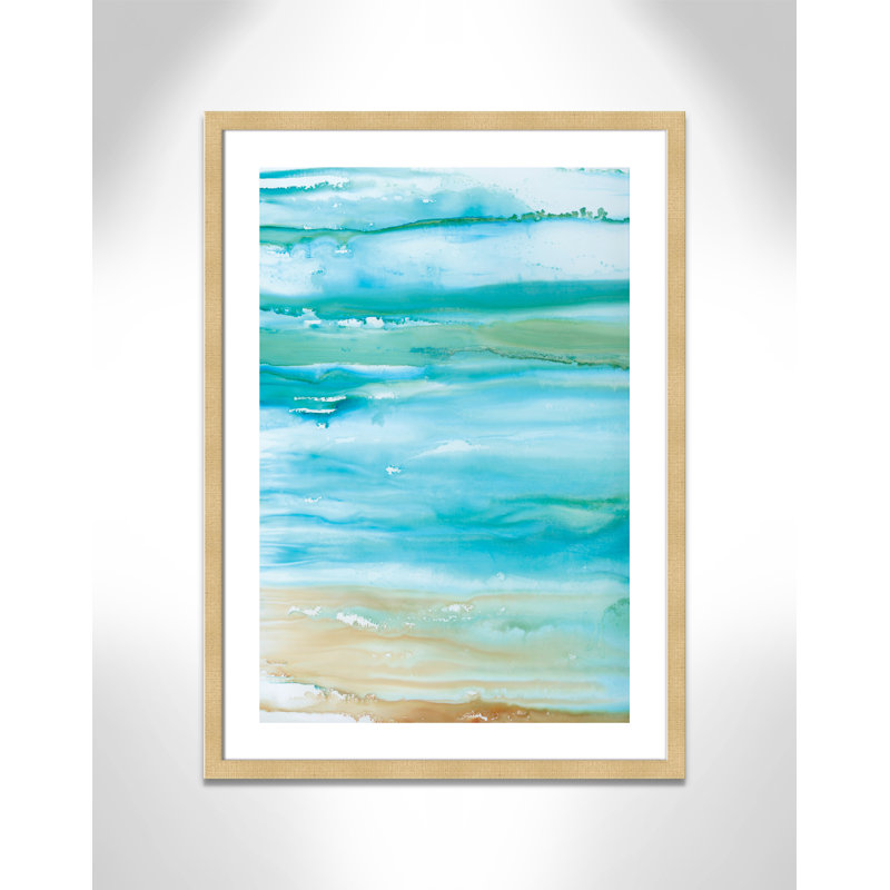 Coastal Abstract II - peinture encadrée, Encadrement champagne, H 36 po x l 26 po x P 2 po