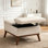 Grand repose-pieds avec rangement, table basse rectangulaire de style Mid-Century de 31 po avec fonction de levage du couvercle, hauts pieds en bois, repose-pieds surdimensionnés