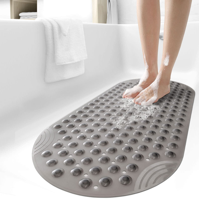 Delapaz Plastic / Acrylic Non-Slip Shower Mat, Light Gray