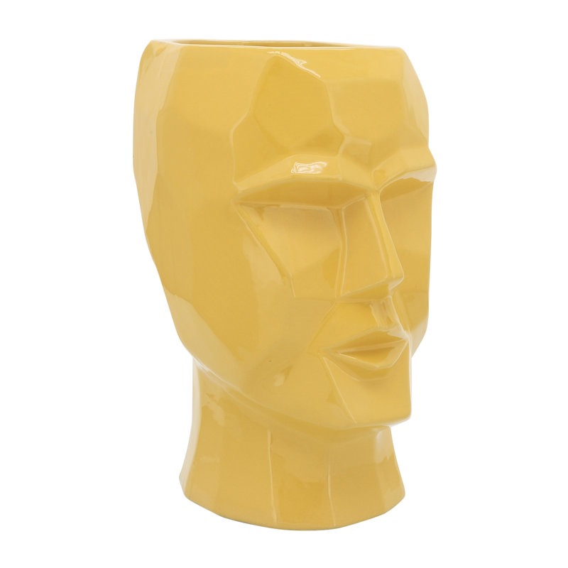Vase en céramique 12 po Modern Novelty, Jaune