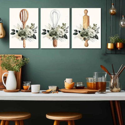 3 pièces sauge vert ferme cuisine toile art mural salle à manger minimaliste plante fleurs peinture photos impression murale affiche pour la salle à manger cuisine décoration de la maison