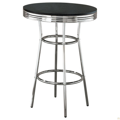 Table de bar ronde noire et chromée