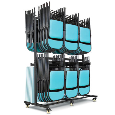 Folding Chair Cart，Folding Chair Rack ，Chair Storage Rack with 84 Chairs, Heavy-Duty 800 lb CapacityChair Dolly with Wheels