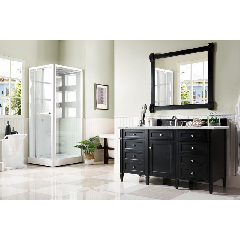 Brittany 60'' W Single Vanity, Ethereal Noctis, Black Onyx