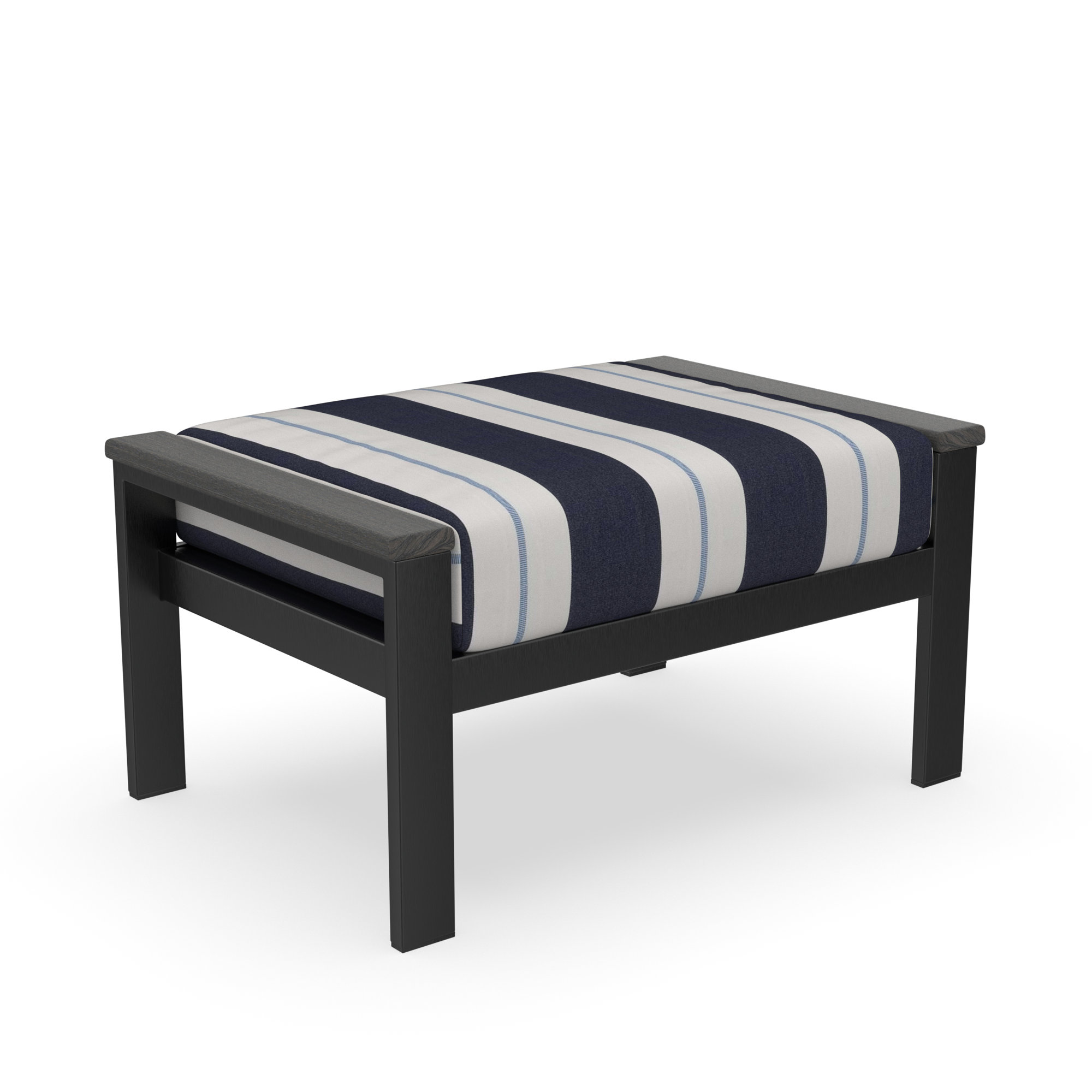 Townsend Outdoor Ottoman with Sunbrella Cushions, Relate Harbor