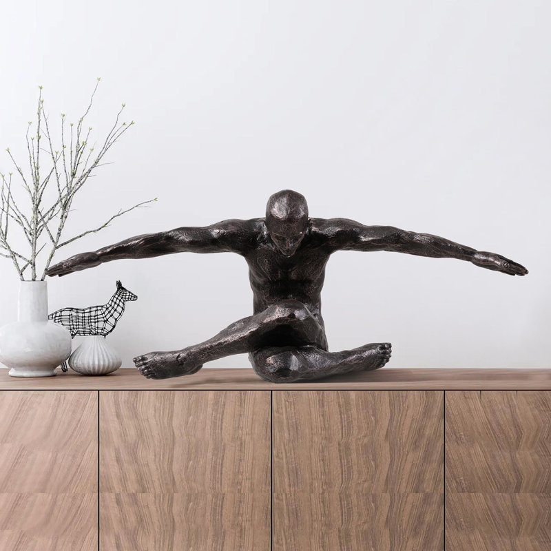 Stretching Human Sculpture Resin Home Decor Contempory Tabletop Ornament