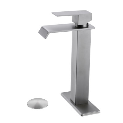 Robinet de lavabo de salle de bain à poignée simple avec bonde escamotable Waterfall
