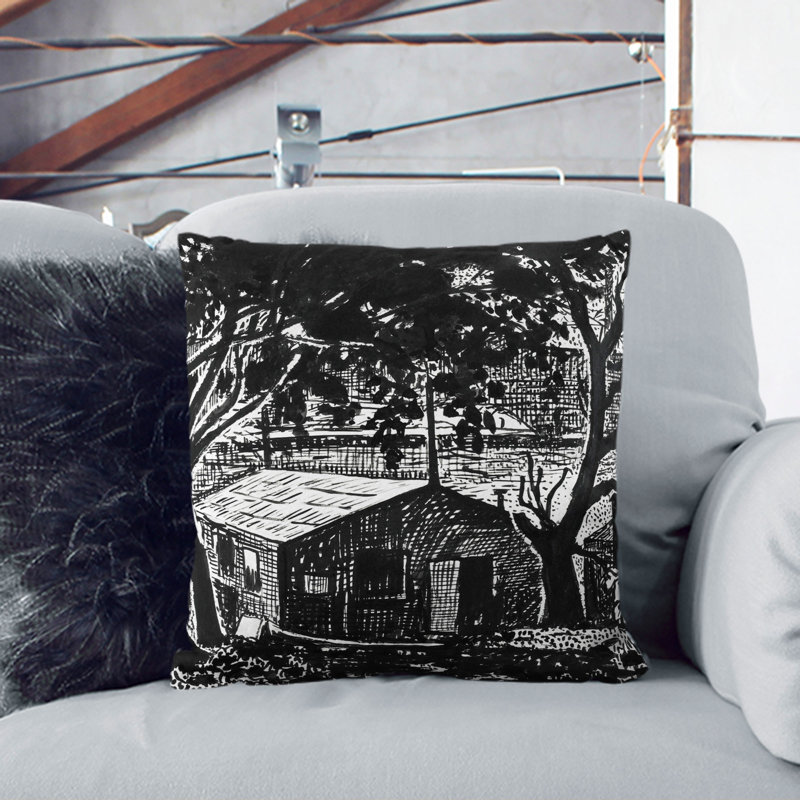 House In The Woods Square Throw Cushion, White, 40cm H x 40cm W x 15cm D