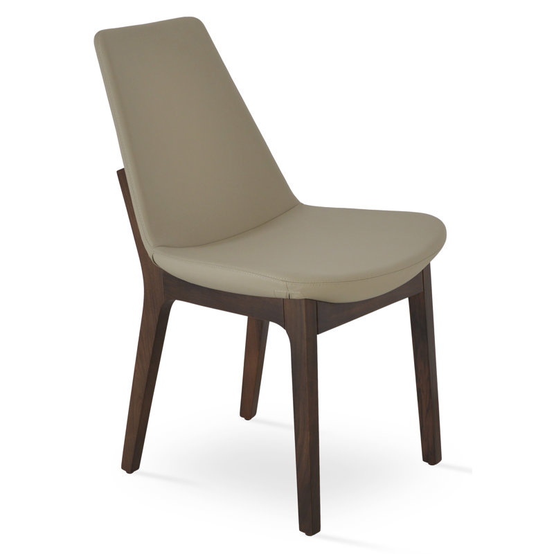 Eiffel Wood Dining Chair, Walnut, Bone Faux Leather