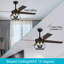 Ventilateur de plafond noir style ferme de 132 cm (52 ​​po) avec cage, 4 lumières et télécommande, ventilateur moderne avec éclairage et moteur CC silencieux réversible à 6 vitesses pour salon