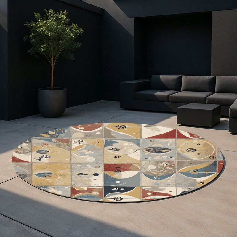 Cheeky Stomp Indoor And Outdoor Area Rug, Round 5'