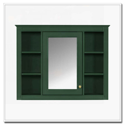 Armoire de salle de bain murale 35 "x 27,5" avec miroir, armoire, 6 tablettes ouvertes