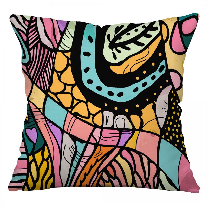 Coussin décoratif mosaïque, coussins en sergé abstrait, Carré 14 po