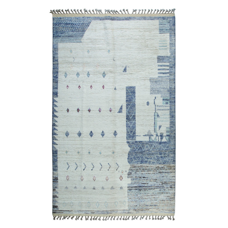 Marrakech Colorful Ember Bloom Multicolor Hand Knotted Wool Multicolored Contemporary Transitional 6' x 9'11" Area Rug