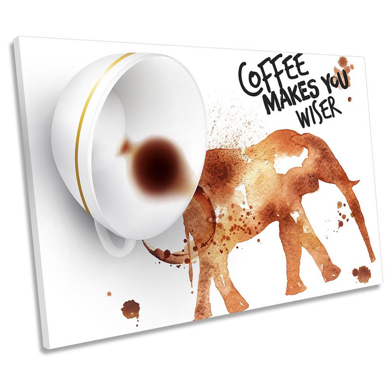 Coffee Wiser Elephant - Wrapped Canvas Print, 30.5cm H x 45.7cm W x 2cm D