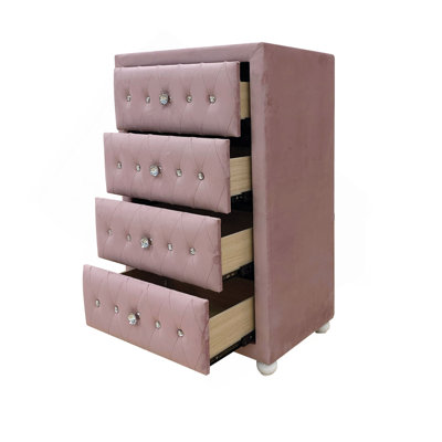 Commode rose en tissu