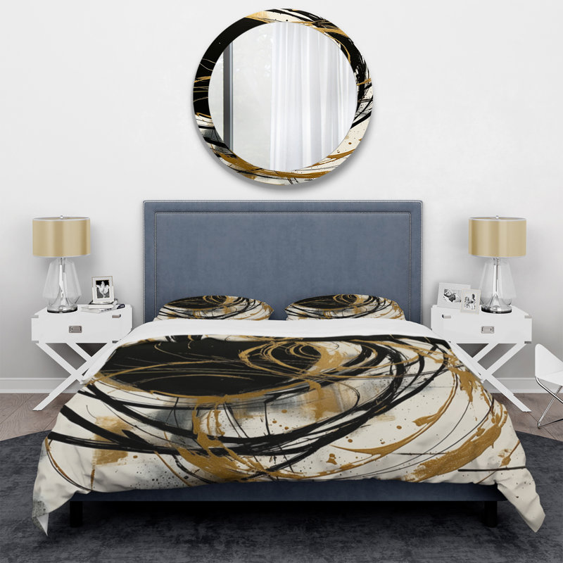 Ensemble de housse de couette en microfibre / polyester noir et doré The Art of Chaos V Bedding