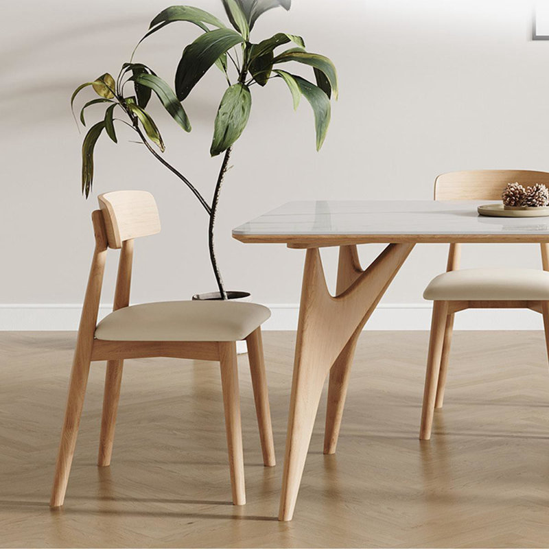 Modern Rectangular Rock Slab Dining Table Sets, 29.5"H x 78.7"L x 35.4"W