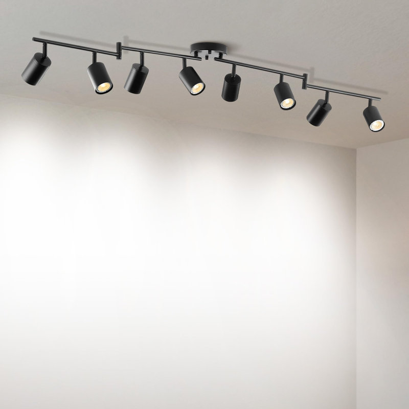 8-Light Adjustable LED Track Lighting Fixture with Color Temperature Control, Black