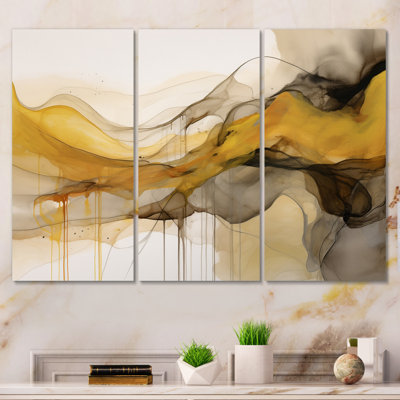 " Undefined Continuation Liquid Waves Yellow IV " 3 - Pieces