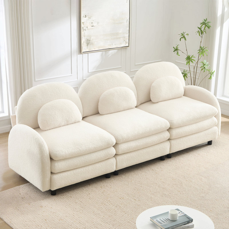 Canapé 3 places Teddy, L 98,2 po, Ourson blanc et beige
