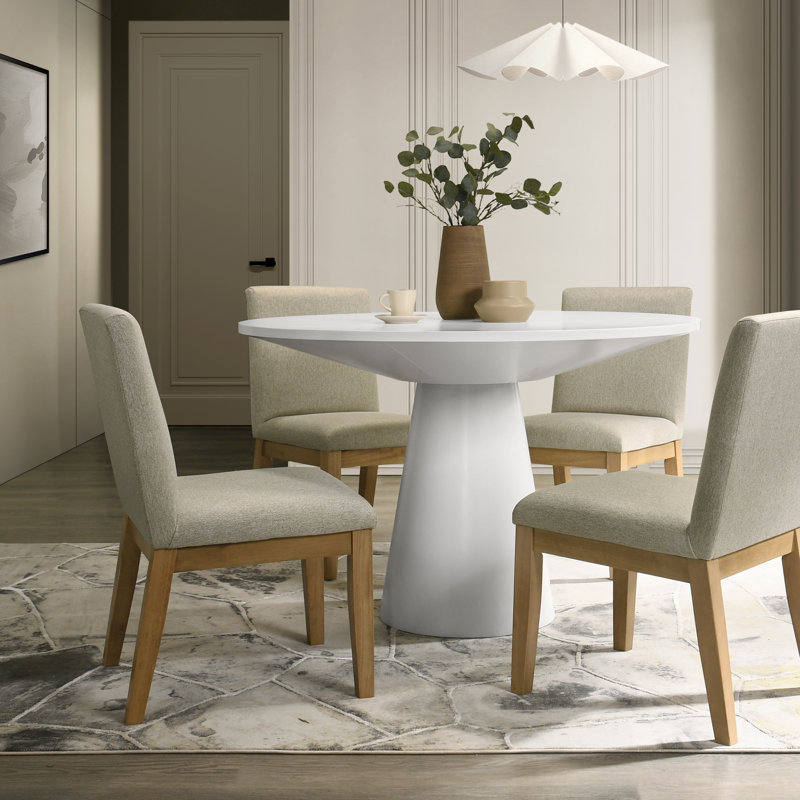 Diartis 5-Piece Dining Set, White/Ebony, Driftwood