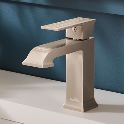 Ruvati Decora Single Handle Square Art Deco Square Transitional Bathroom Faucet in Brushed Nickel
