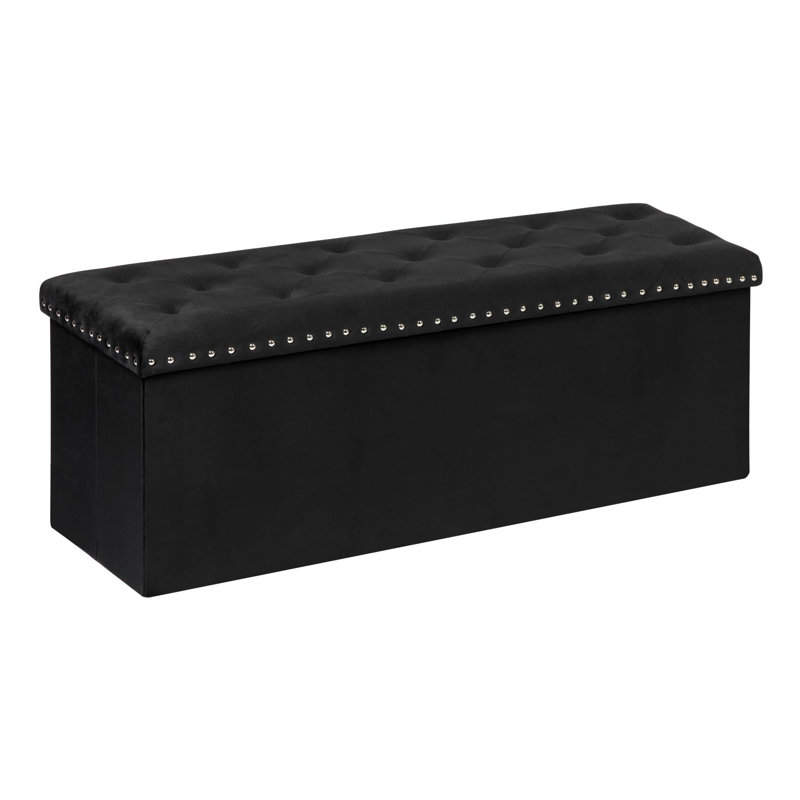 Melchora Storage Ottoman Bench, Folding Ottomans with Storage,Toy Chest Storage Boxes Footrest, Black