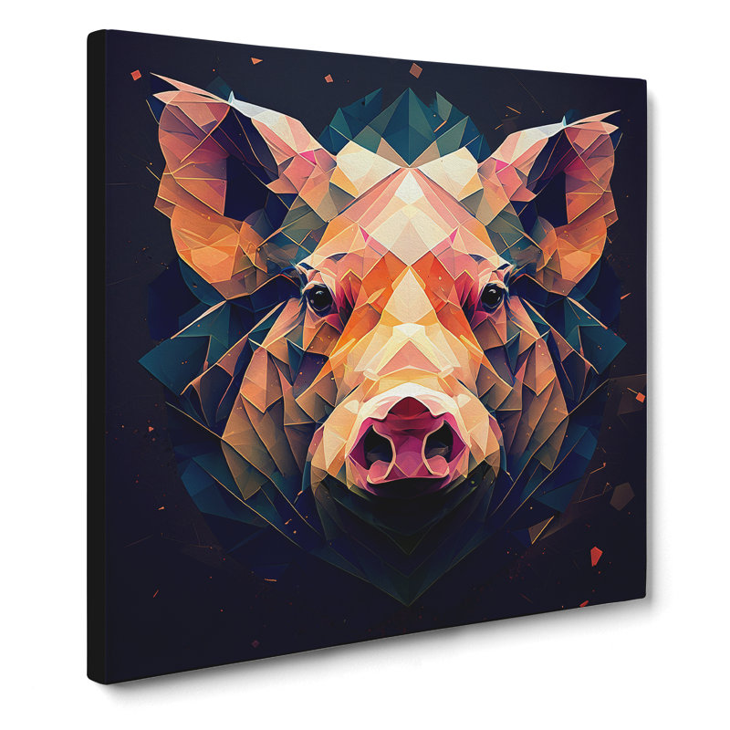 Pig Abstract No.1 - Wrapped Canvas, 50cm H x 50cm W x 3cm D
