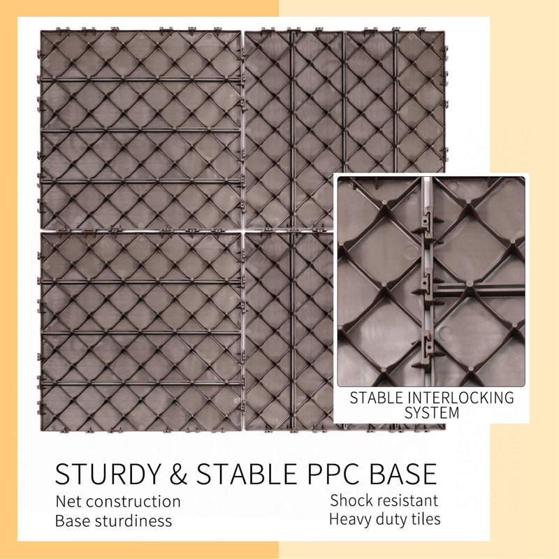 Carreaux de terrasse en plastique emboîtables, Café clair