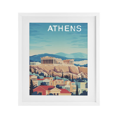 Athènes, topographie du paysage urbain, reproduction encadrée sous verre, design par Andreas Magnusson