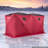 Pop Up Ice Fishing Tent 6-8 Person 142 x 71 x 79 in Portable Shelter, for Winter Fishing, 67 sq ft Area, 300D Oxford Fabric Hub-Style Shanty, Ice Cube with Anchors, Ropes, Carry Bag, Red/Black