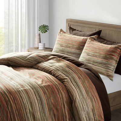 Abstract Striped Cotton Duvet Cover Set - Twin Size