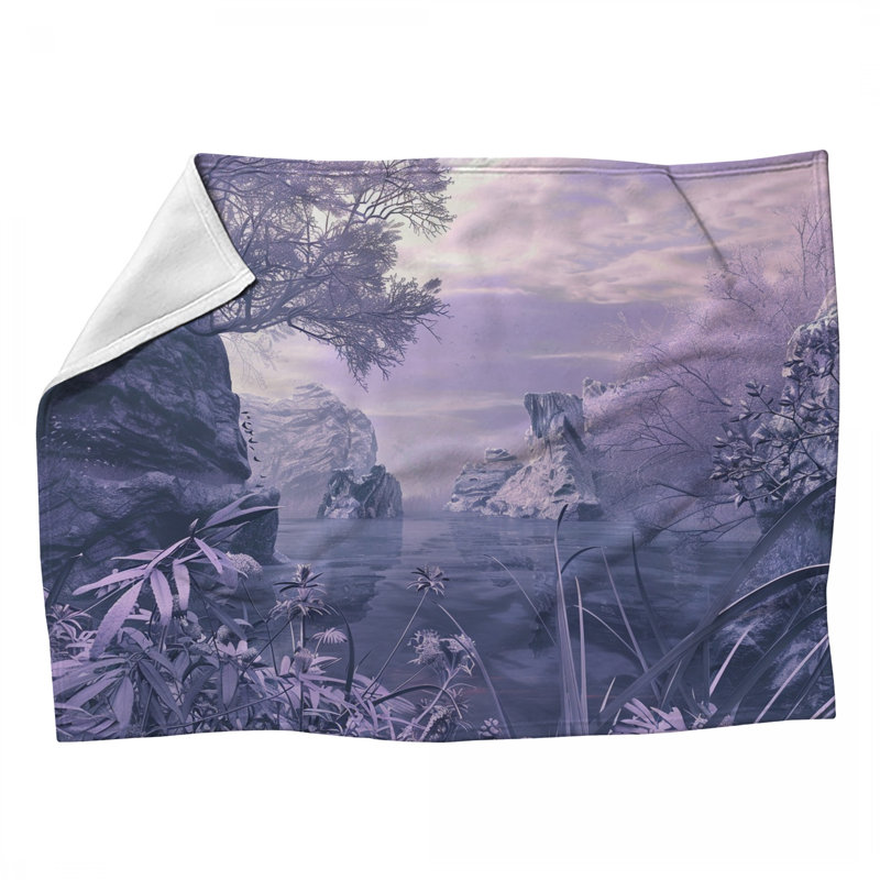 Jeté en molleton Tranquil Lake - Jetés nature pour canapés ou lits, L 50 po x L 60 po
