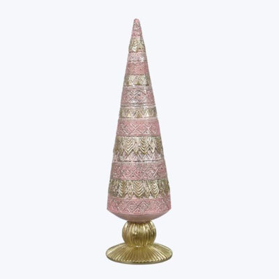 Resin Christmas Tree-pink And Gold