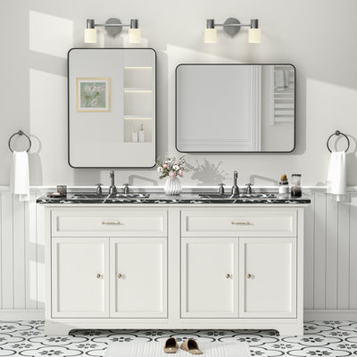 Molly Tempered Glass and Metal Framed French Cleat Mounted Wall Bathroom / Vanity Mirror