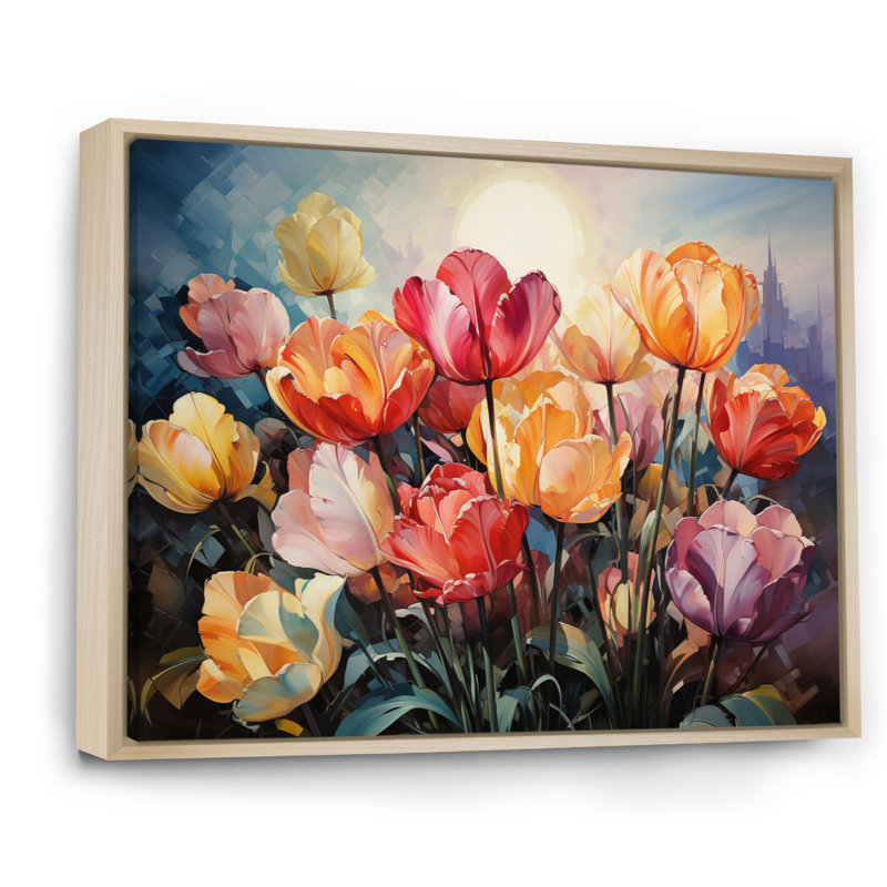 «Danemark Multicolor Tulip Fields V», reproduction sur toile, H 12 po x l 20 po x P 1 po, Cadre naturel flottant