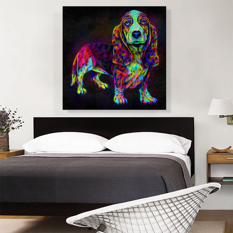 Basset hound - impression sur toile tendue, H 36 po x l 36 po x P 0,75 po