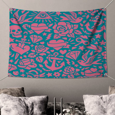 Tapisserie murale rose nautique