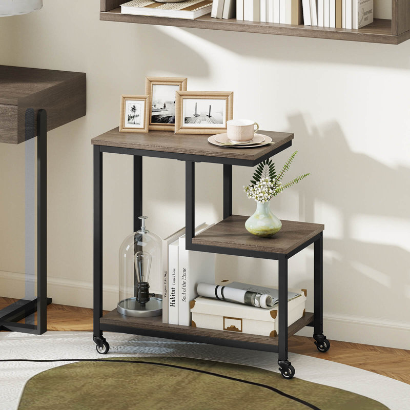 Table d'appoint à 3 niveaux avec 2 tablettes de rangement