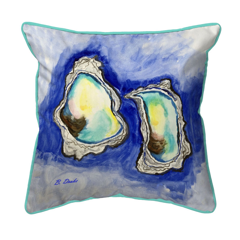 Coussin intérieur / extérieur Aqua Oysters, 12 po x 12 po