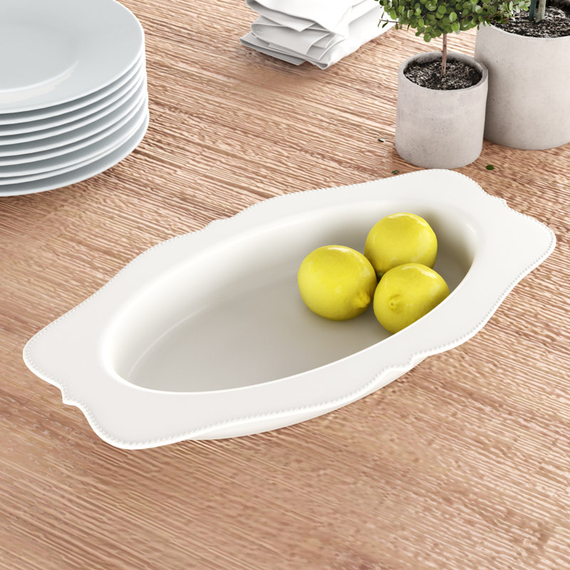 Plateau ovale blanc rouge vanille rouge