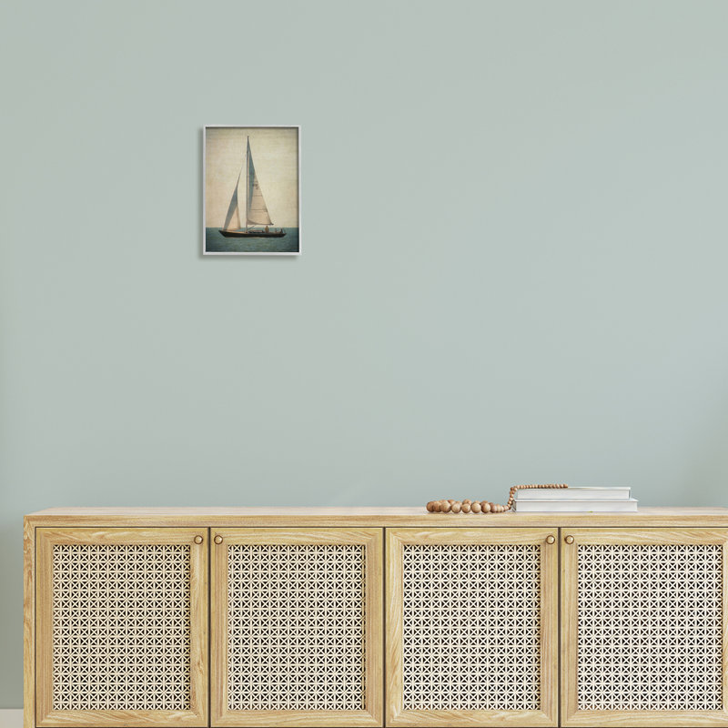 Voilier solitaire relaxant, H 14 po x l 11 po x P 1,5 po, Estampe numérique Farmhouse