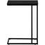 Table d'appoint contemporaine avec surface noire pour le salon, base en métal dans la chambre à coucher