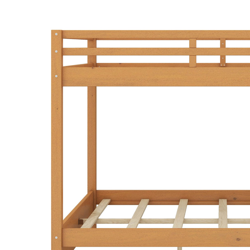 Queen Size Bunk Bed With Ladder, Wood